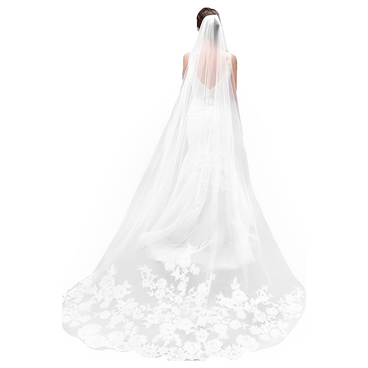 PALAY Bridal Veil 3m Wedding Veil for Bride White Lace Edge Long Cathedral Veil 1 Tier Drop Veil Bridal Tulle Hair Accessories PALAY Bridal Veil 3m Wedding Veil for Bride White Lace Edge Long Cathedral Veil 1 Tier Drop Veil Bridal Tulle Hair Accessories